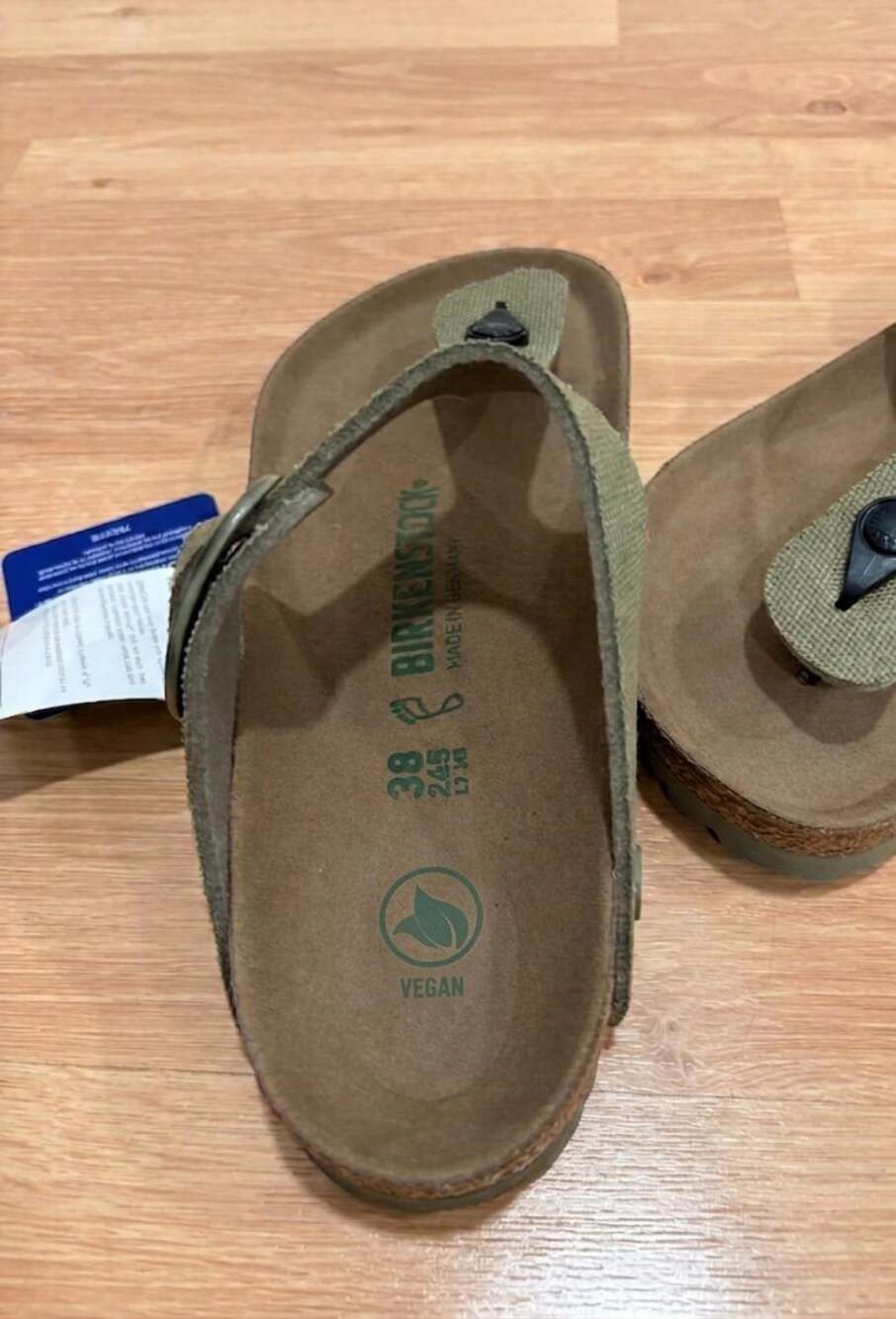 Birkenstock Gizeh Vegan Big Buckle Canvas Sandals Faded Khaki Size 38 - Picture 3 of 4